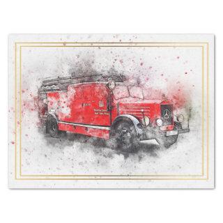 Old Vintage Fire Truck Decoupage Tissue Paper