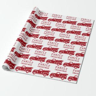 Old Vintage Red Farm Truck Family Christmas Print