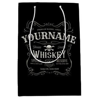 Old Whiskey Label Personalized Vintage Liquor Bar  Medium Gift Bag