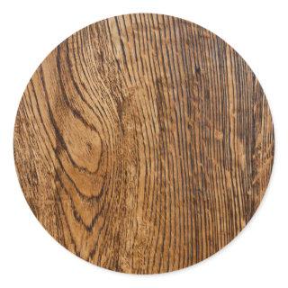 Old wood grain look classic round sticker