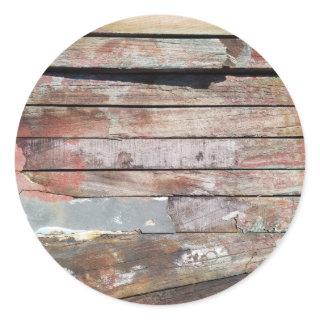 Old wood rustic boat wooden plank classic round sticker