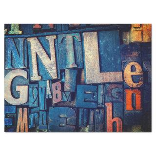 OLD WOODEN TYPESET LETTERS - RETRO TISSUE PAPER