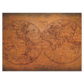 Old World Map Classic Vintage Rustic Design Tissue Paper