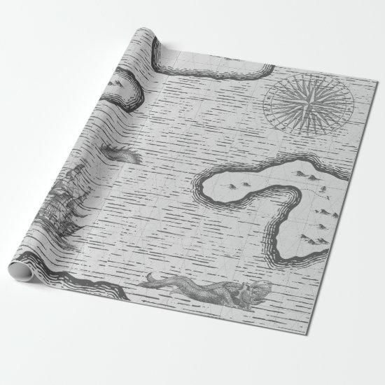 Old World Map Sailing Map on Grey