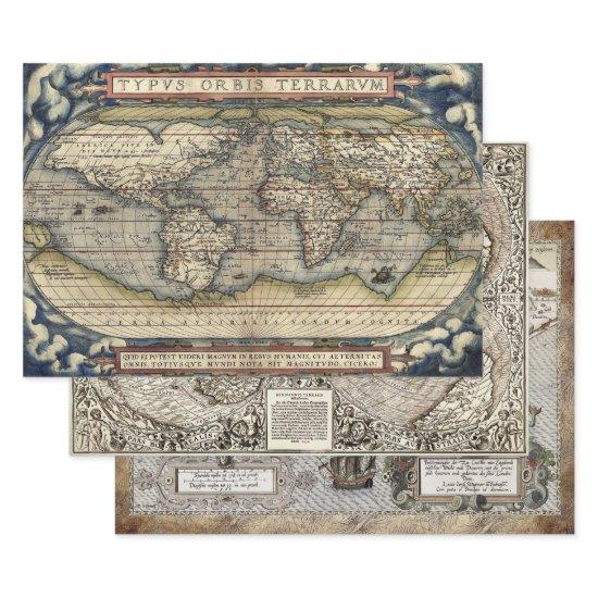 OLD WORLD MAPS HEAVY WEIGHT DECOUPAGE  SHEETS