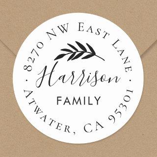 Olive Branch Round Return Address Label