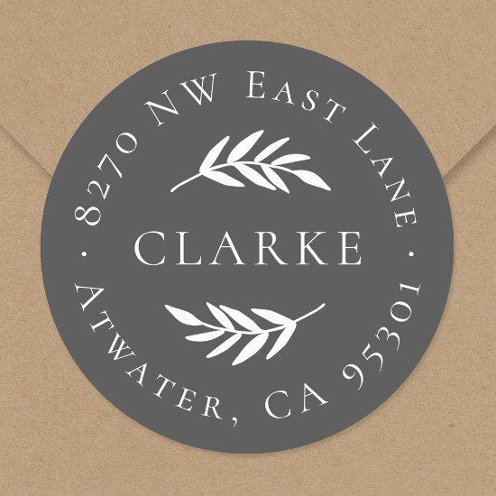 Olive Branch Round Return Address Label