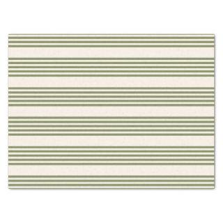 Olive green and beige five stripes pattern tissue paper