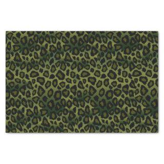 Olive Green and Black Leopard Animal Print Tissue Paper