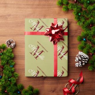 Olive green and maroon red monogrammed Christmas