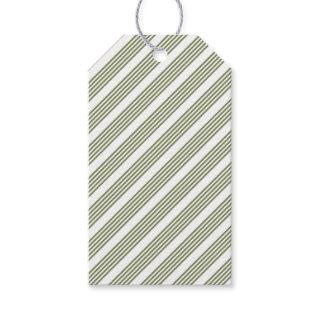 Olive green and white five stripe pattern gift tags