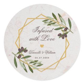 Olive Oil Infused with Love Foliage Wedding Favors Classic Round Sticker