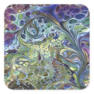 Olive sage green, purple blue burgundy abstract  square sticker