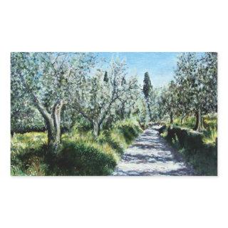 OLIVE TREES IN TUSCANY RECTANGULAR STICKER