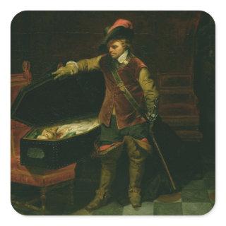 Oliver Cromwell  with the Coffin of Charles I Square Sticker