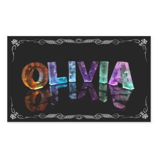 Olivia  - The Name Olivia in 3D Lights (Photograph Rectangular Sticker