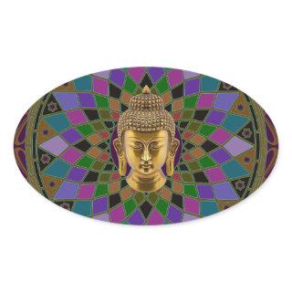 Om Buddha Mandala Oval Sticker