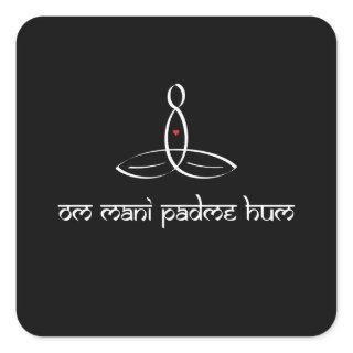 Om Mani Padme Hum - White Sanskrit style Square Sticker
