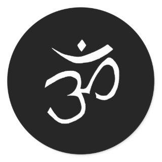 Om Symbol Black and White Namaste Classic Round Sticker