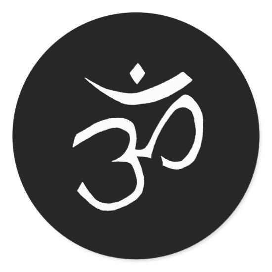 Om Symbol Black and White Namaste Classic Round Sticker