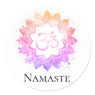 *~* OM Symbol Lotus Flower Mandala Spiritual Classic Round Sticker