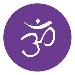 Om Symbol Meditation Purple Namaste Classic Round Sticker