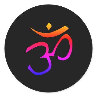 Om Symbol Rainbow Black Namaste Classic Round Sticker