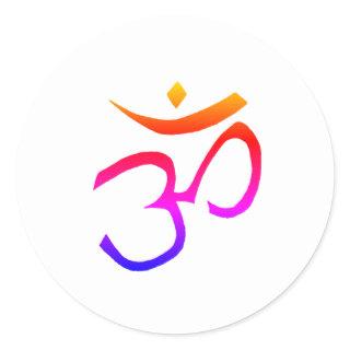 Om Symbol Rainbow White Meditation Namaste Classic Round Sticker