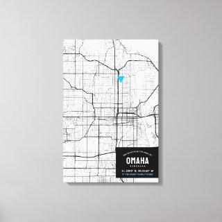 Omaha, City Map + Mark Your Location Canvas Print
