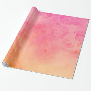Ombre summer pink orange sunset watercolor wash