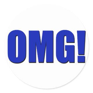 OMG! blue Classic Round Sticker