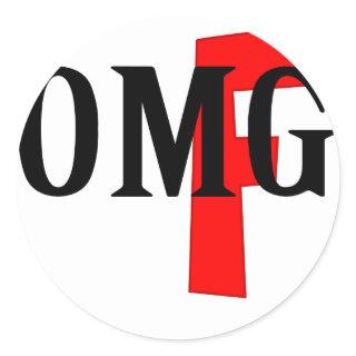 omg classic round sticker