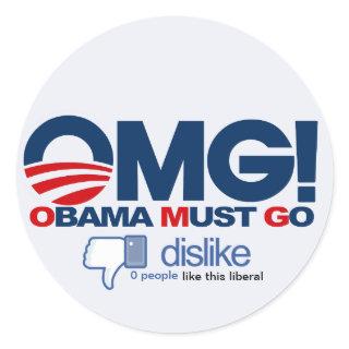 OMG! Obama Must Go - dislike button Classic Round Sticker