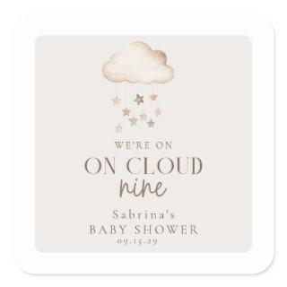 On Cloud Nine Gender Neutral Baby Shower  Square Sticker