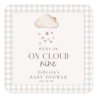 On Cloud Nine Gender Neutral Baby Shower  Square Sticker