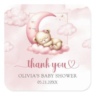 On Cloud Nine Modern Pink Girl Baby Shower sticker
