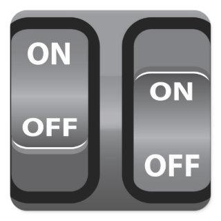 On Off Switch Square Sticker