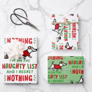 On the Naughty List and I Regret Nothing Funny Dog  Sheets