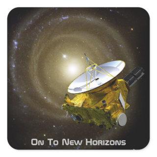 On To New Horizons Interstellar Spacecraft Square Sticker