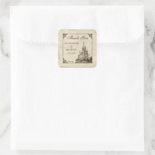 Once Upon a Time Fairy Tale Wedding Thank You Square Sticker