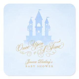 Once Upon A Time Fairytale Castle Boy Baby Shower Square Sticker