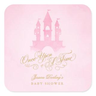 Once Upon A Time Fairytale Castle Girl Baby Shower Square Sticker
