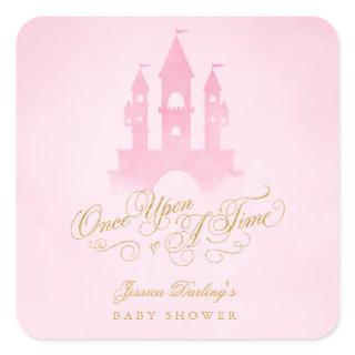 Once Upon A Time Fairytale Castle Girl Baby Shower Square Sticker