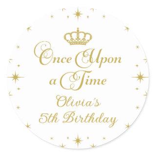 Once Upon a Time Gold Princess Birthday Classic Round Sticker