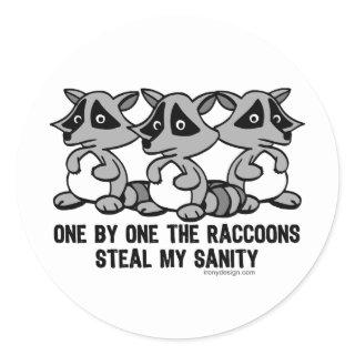 One By One The Raccoons Design Classic Round Sticker
