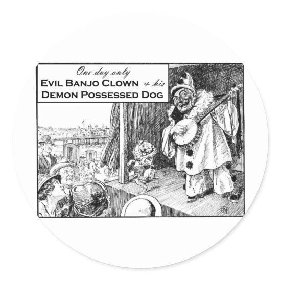One Day Only: Evil Banjo Clown Classic Round Sticker