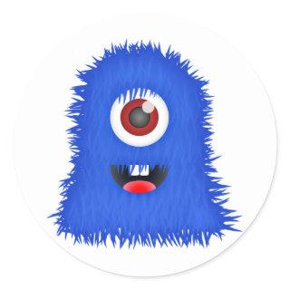 One eyed blue monster classic round sticker