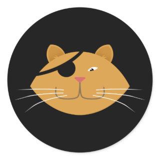 One eyed cat classic round sticker