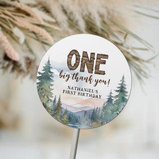 One Happy Camper Rustic Birthday Thank You Classic Round Sticker