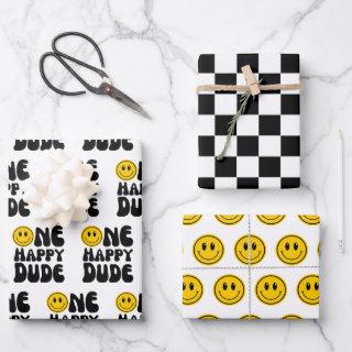 One Happy Dude Happy Face Boy First Birthday   Sheets